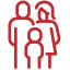 Red icon representing family therapy.