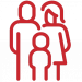 Red icon representing family therapy.