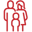 Red icon representing family therapy.
