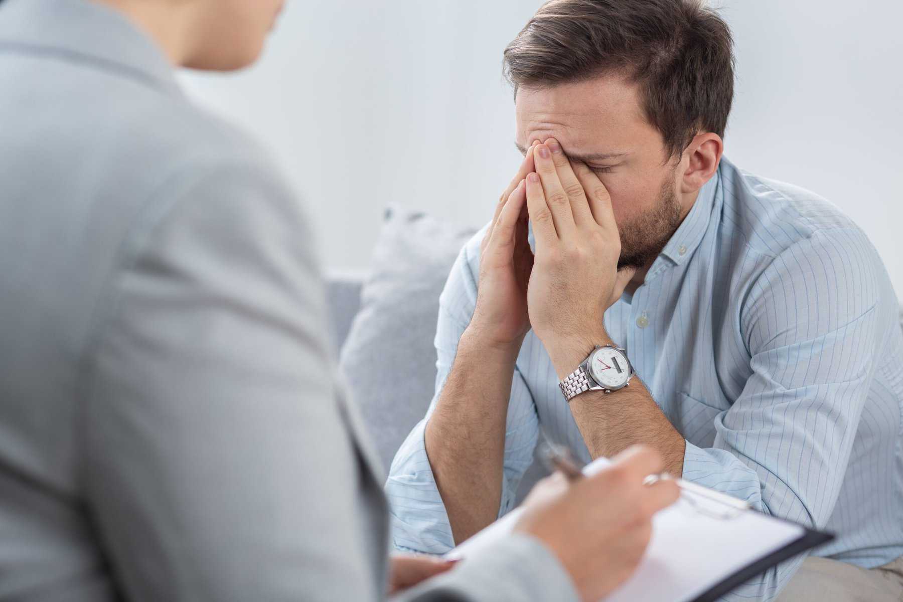 man in an appointment for PTSD treatment in Louisville, KY