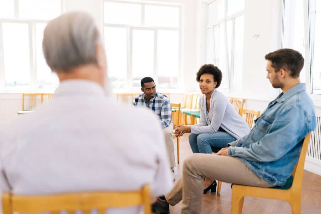 clients in rehab program during group therapy