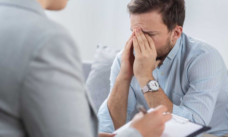 man in an appointment for PTSD treatment in Louisville, KY