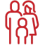 Red icon representing family therapy.